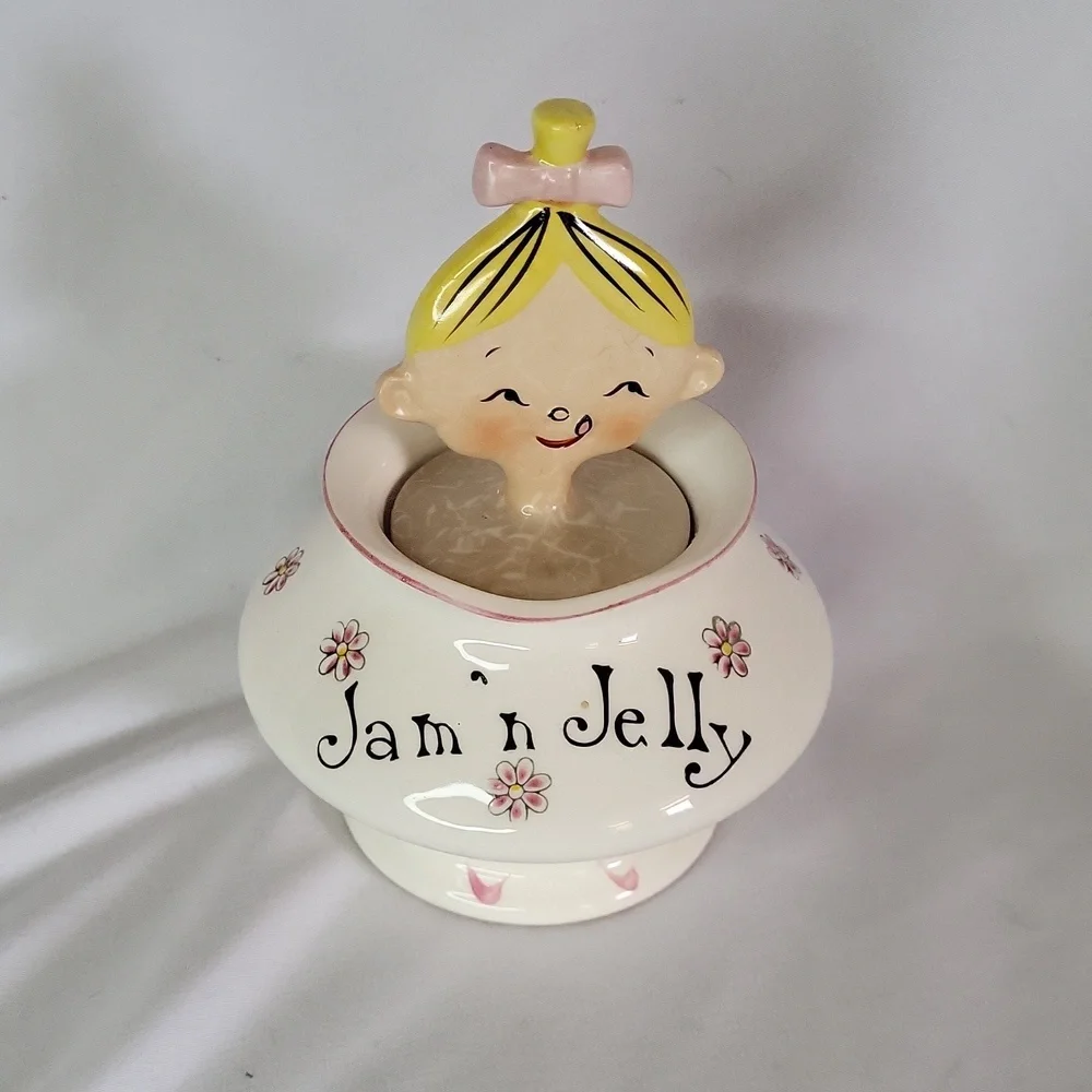 Vintage Kitsch Jam n Jelly Jar 1950s 1960s Jolly Jar Made In Japan Crazing